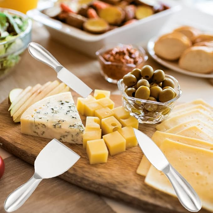 Premium 6-Piece Stainless Steel Cheese Knife Collection with Cheese Fork, Slicer and Cutters for Kitchen