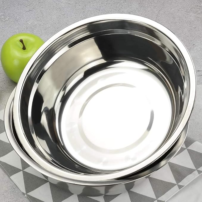 4-Pack Large Stainless Steel Mixing Bowls/Metal Prep Bowls, 10-Inch