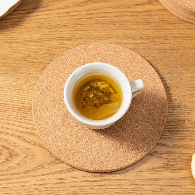 FirstGift Cork Trivet - 8 Pack High Density Cork Trivet Set- 8" Diameter x 0.4" Thick Round - Hot Pads for Table & Countertop