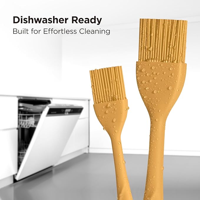 Kitchen Mama WaltzGrip Platinum Silicone Basting Pastry Brush, Yellow | Heat-Resistant, For Cooking, Baking, Grilling, Spreading Oil or Butter, Dishwasher-Safe