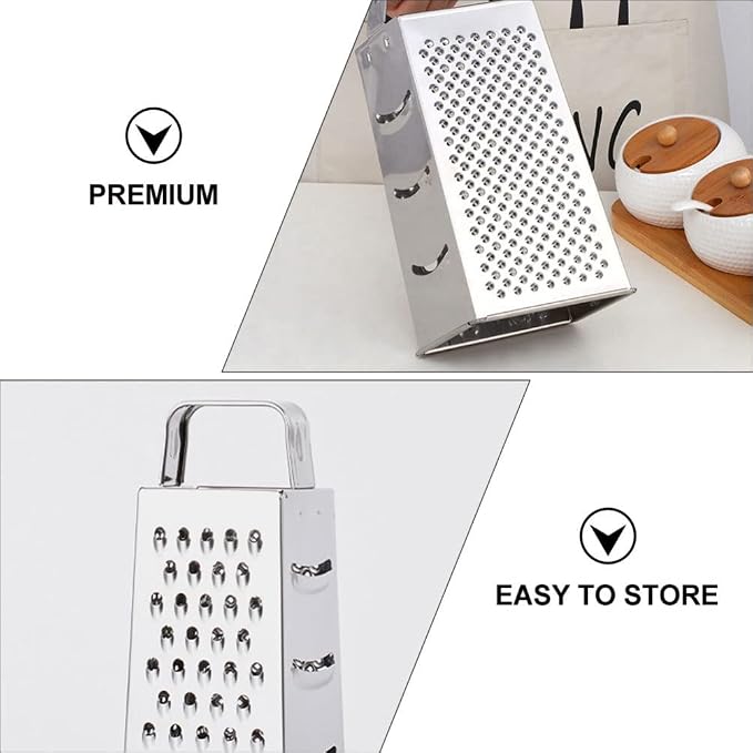 Healeved Power Tools Professional Box Grater Stainless Steel Cheese Grater Vegetable Shredder with 4 Sides for Cheese Vegetables Ginger Nuts 6inch Potato Peelers
