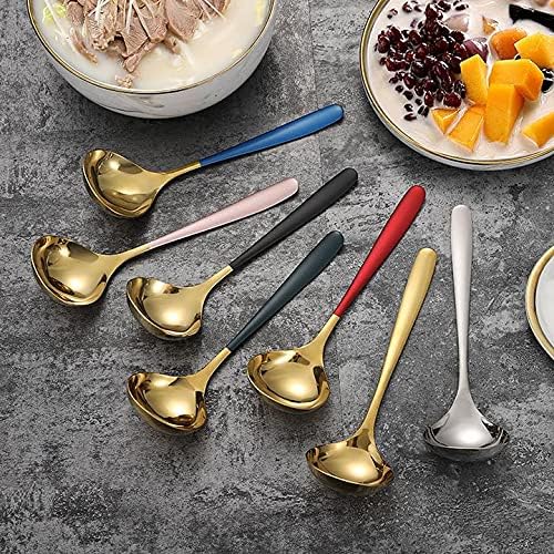 Red Gold Soup Ladle Colander Slotted Spoon Set Skimmer Strainer Gravy Hot Pot Server Stainless Steel