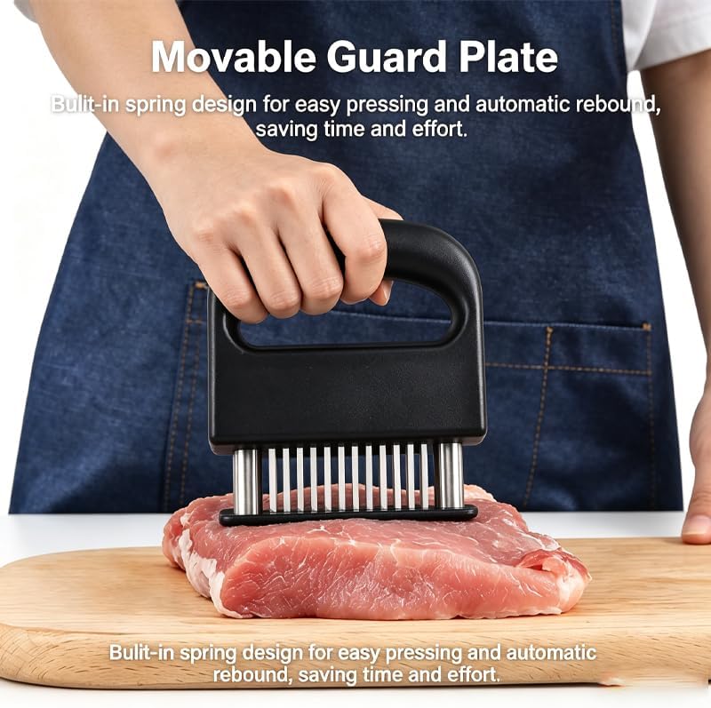 Meat Tenderizer 48 Blade Stainless Steel Needle Meat Tenderizer Tool, Steak Tenderizer for Beef Chicken Pork, Manual Meat Tenderizing Tool for Kitchen BBQ Cooking (2)