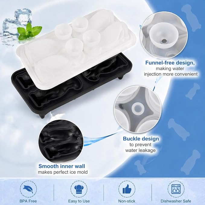 Dog Ice Cube Tray Mold - Cute Fun Ice Molds Gifts for Dog Lovers Women Men | 3D Labrador Shape Cute Ice Molds for Whiskey Bourbon, 4-Hole Large Fun Shapes Themed Funny Gifts, for Dog Lovers Women Men
