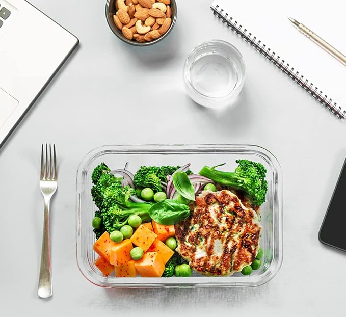M MCIRCO 30 Piece Extra Large Glass Food Storage Containers with Lids, Red | Glass Meal Prep Containers,Airtight Lunch Containers with Lids, Microwave, Oven, Freezer and Dishwasher Friendly, BPA Free
