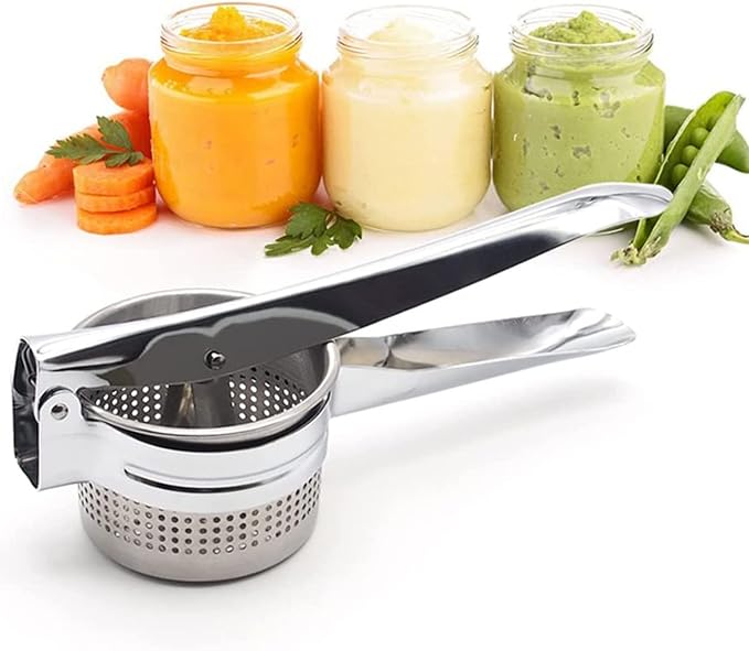Stainless Steel Potato Presser Masher Ricer, Commercial Grade Tool to Press Mash Fruit or Food