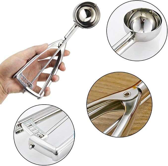 Cookie Scoops for Baking Set of 3, Ice Cream Scoop Set with Trigger Stainless Steel Set Excellent for Melon Ball, Cupcake, Muffin, Meatball, Include Large Medium Small Size