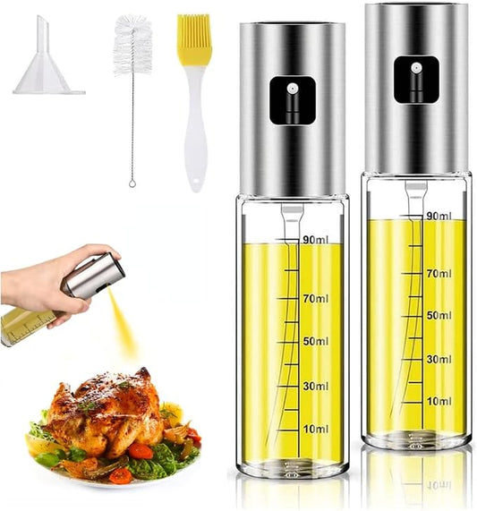 Oil Sprayer for Cooking, 2 Pack Olive Oil Sprayer Mister, Oil Spray Bottle for Kitchen, Portable Kitchen Gadget for Air Fryer, Baking, Salad, Grilling, Roasting,Olive Oil Dispenser Set