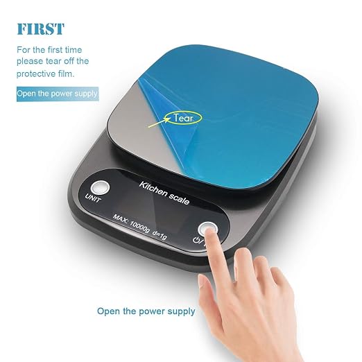 Digital Food Scale, 22lb Kitchen Scale Measures in Grams, Ounces and ML for Weight Loss, Baking, Cooking, 1g/0.1oz Precise Graduation, 304 Food Grade Stainless Steel, Batteries Included