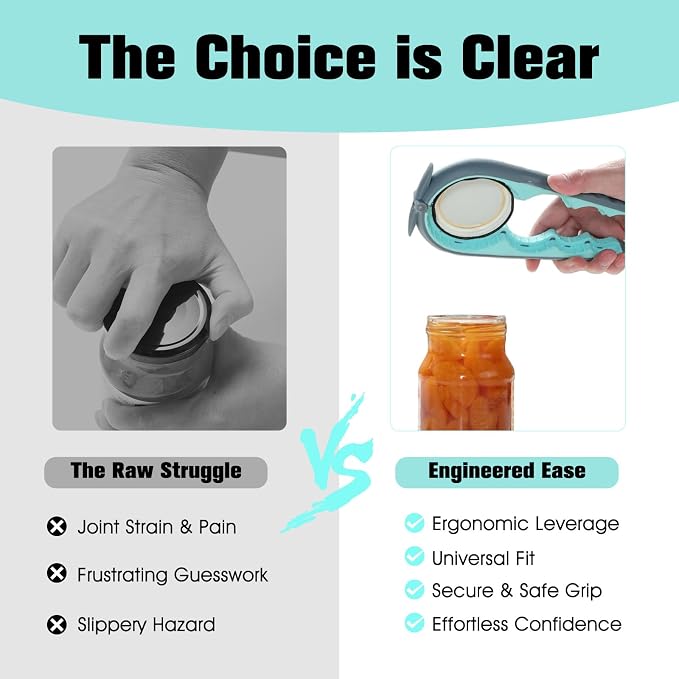 Jar Opener for Weak Hands, Seniors with Arthritis, Blue | 5-in-1 Multi-Function Bottle & Can Opener with Ergonomic Non-Slip Handle, Kitchen Tool Set
