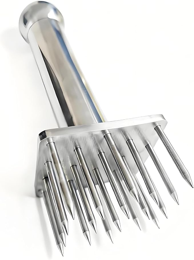 Stainless Steel Meat Tenderizer Tool with 18 Needles - No Spring Design, Dishwasher Safe for Steak, Chicken, Pork, and Beef