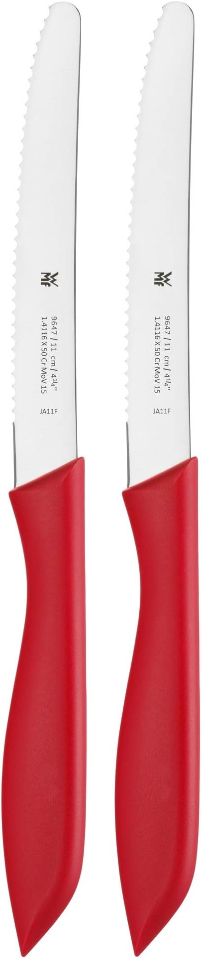 WMF Classic Line 6-Piece Bread Time Knife Set with Double Wave Cut Special Blade Steel Plastic Handle Length 11 cm Multi-Coloured
