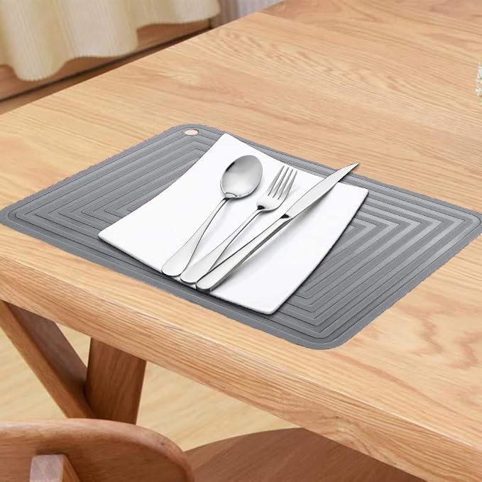 Large Silicone Trivet Mats for Hot Dishes/Pans, Heat Resistant Pot Holder, 9"x12" Non Slip Flexible Durable Pot Coaster Kitchen Table Mats Set of 2 (Dark Gray)