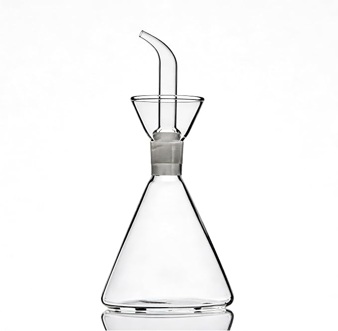 ELETON Conical Borosilicate Glass Olive Oil Dispenser – Non Drip Oil Bottle for Kitchen, Leak Proof Vinegar Cruet, Easy Clean, 16 oz