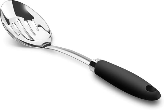 Stainless Steel Cooking Spoon, Solid Serving Spoon and Basting Spoon with Ergonomic Handle for Stirring, Mixing, Serving and Sauces, Dishwasher Safe