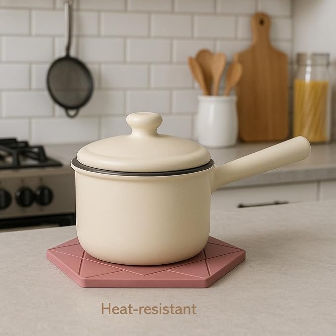 Silicone Hexagon Trivet Mats, 4-Pack – Heat-Resistant Hot Pads for Pots, Pans & Dishes – Flexible Non-Slip Kitchen Mats for Countertop, Coasters & Spoon Rests