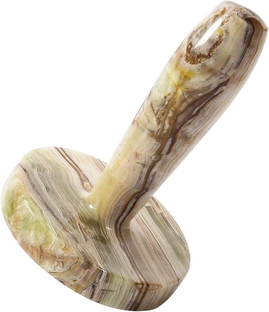 Marble Meat Pounder Tenderizer 5" Inches Green Onyx Handmade Round Chicken Flattener Tool - Works Great As A Smash Burger Press - Meat Flattener for Steak, Chicken, Pork