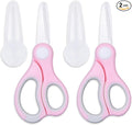 Ceramic Baby Food Scissors - Portable Shears - Healthy Food Cutter with Dust Cover and Storage Case - Cuts Meat, Chicken, Vegetables, Fruits (2-Pack) (Pink - 2 pack)