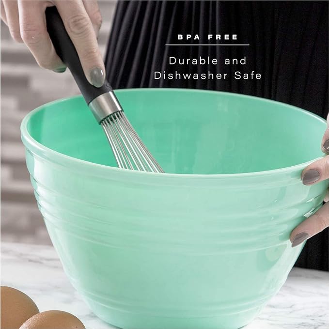 BINO | Mixing Bowl Set with Lids | Versatile Plastic Bowls for Kitchen Mixing, Serving, and Storage - 4-Piece Mixing Bowl Set in Various Sizes | Space-Saving Nesting Design | Dishwasher Safe
