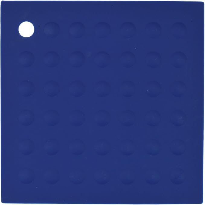 Lamson Silicone Trivet, 7 x 7 in Square Pot Holder and Jar Opener, Blue | Rated to 450F; non-slip both faces; opens stuck lids; BPA free and dishwasher safe; also in black and jumbo