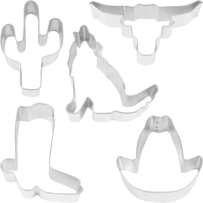 R&M International Southwest Cookie Cutters, Cactus, Coyote, Cowboy Boot, Hat, Longhorn, 5-Piece Set