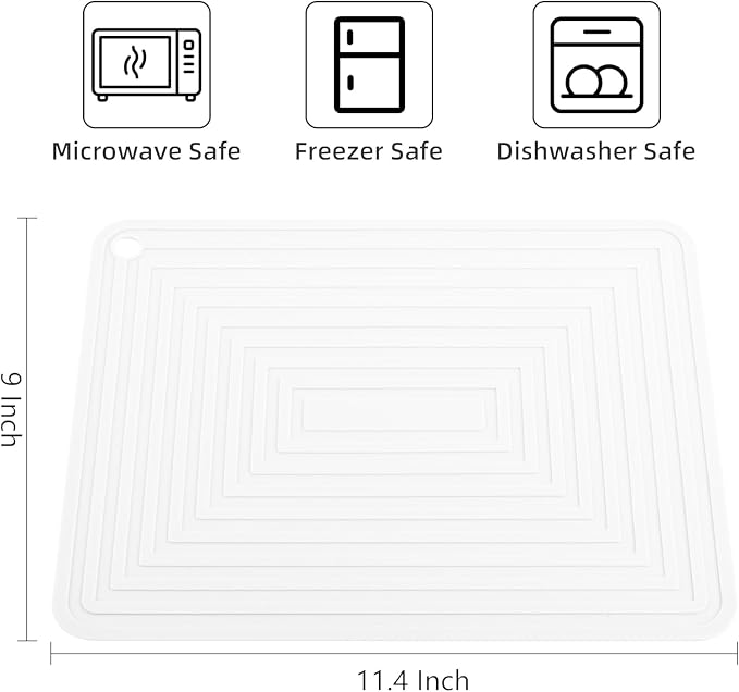 Silicone Trivet Mats for Hot Pots & Pans & Dishes, Hot Pads for Kitchen, Multipurpose Heat Resistant Mat for Kitchen Counter, Durable & Flexible Silicone Pot Holders Set 2 Rectangular White