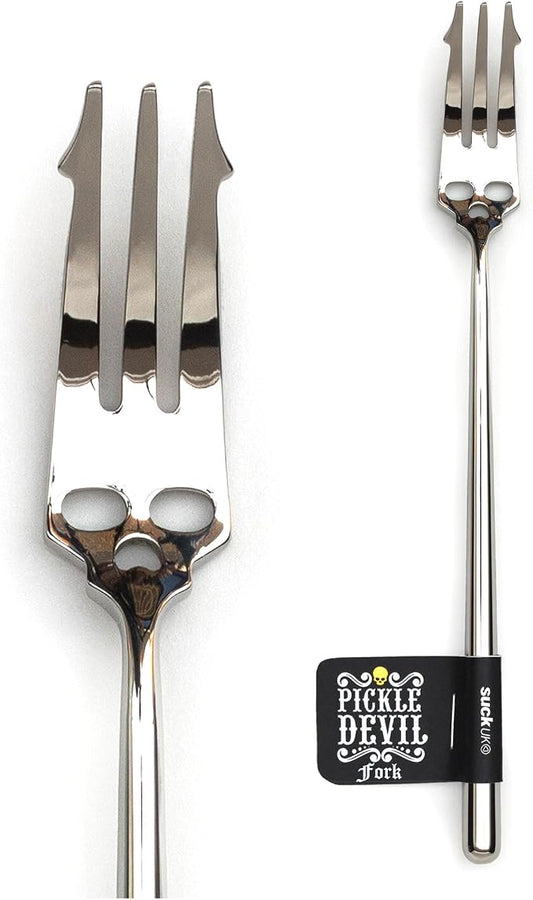 Suck UK Pickle Fork - Goth Decor - Fruit Picker - Gothic Accessories - Skull Head Pickle Grabber - Goth Kitchen Decor - Devil Horn - Pickled Onion Fork - Unique Kitchen Gadgets - Gothic Kitchenware