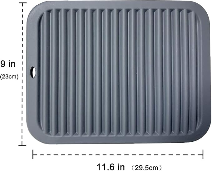 Large Silicone Trivet Mats 2 Pack, Heat Resistant Pot Holder, 9x12 Non-Slip Flexible Durable Pot Coaster for Kitchen Table, Dining Table, Hot Pans, Microwave (Wavy Gray)