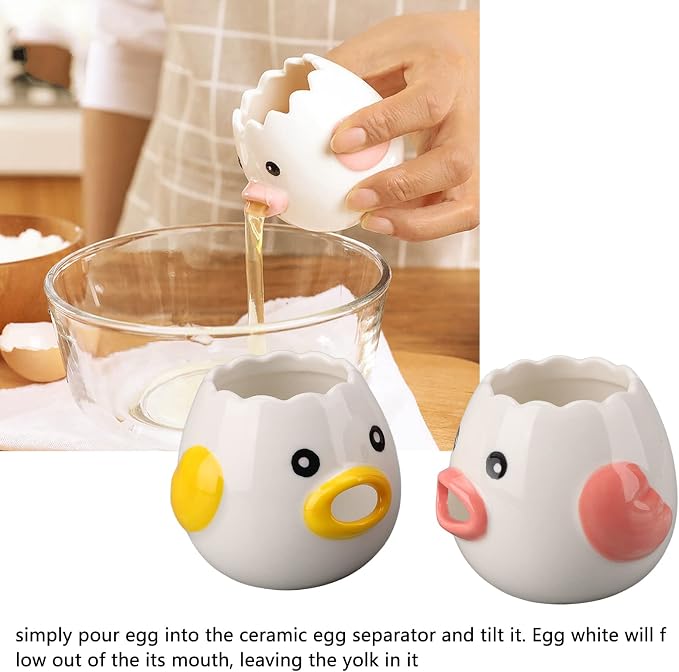 2Pcs Egg Separators, Ceramic Chicken Yolk Strainer Kitchen Cooking Accessories Suitable for Kitchen Egg Cooking