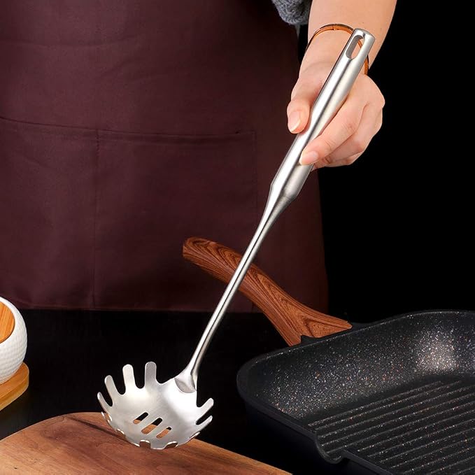 BuyGo Spaghetti Fork 18/8 Stainless Steel Pasta Spaghetti Server, Comfortable Grip Design with Matte Polish, Serve for Noodle, Spaghetti