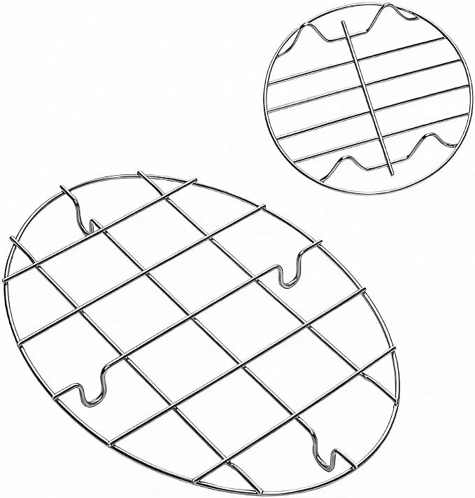 2 Pieces 304 Stainless Steel Cooling Racks, Roasting Rack | Round and Oval Shapes Included, Multi-Purpose Cooking Rack Set, for Baking, Roasting, Steaming and Cooling