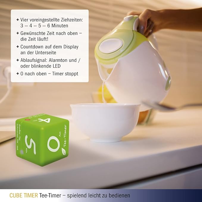 TFA Dostmann Digital Tea Timer, Green, L 60 x B 60 x H 60 mm