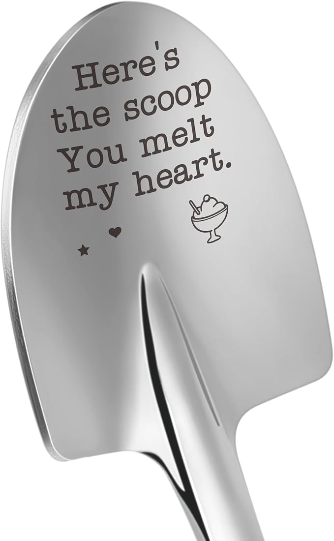 Funny Gag Ice Cream Shovel Gift for Him Husband Boyfriend, Mens Birthday Anniversary Christmas White Elephant Gifts, Cute I Love You Gift for Her Wife Girlfriend Stocking Stuffers for Ice Cream Lovers
