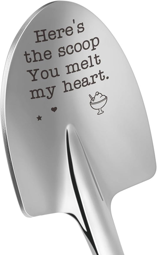 Funny Gag Ice Cream Shovel Gift for Him Husband Boyfriend, Mens Birthday Anniversary Christmas White Elephant Gifts, Cute I Love You Gift for Her Wife Girlfriend Stocking Stuffers for Ice Cream Lovers