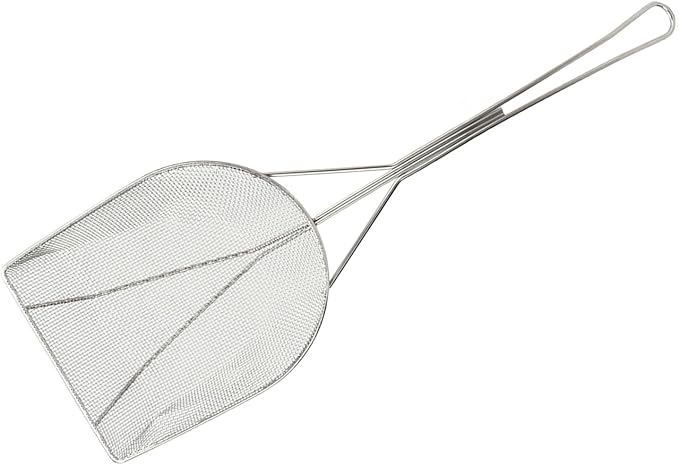 Strainer Skimmer, Stainless Steel Fryer Skimmer Ladle with Long Handle Fine Mesh Strainer Skimmer for Kitchen Deep Fryer, Skimming Grease and Foam(6.7x19.7in)