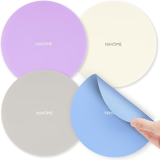 NiHome Silicone Jar Opener Gripper Pads, 6 in for Seniors, Morandi, 4PC | Textured Back Pattern For Superior Grip, Food-Grade Silicone, Heat-Resistant Multi-Use Kitchen Pad For Jars, Pots, Spoons
