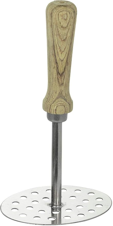 Stainless Steel Smooth Potato Masher Ricer Presser With Wooden Handle,Potato Masher