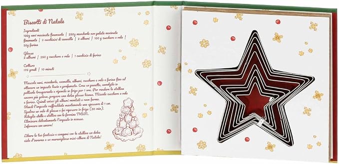 THUN, Set of 8 Star Cookie Cutters, Stainless Steel, Christmas Surprises Collection, Cookie Cutters for Collection, Christmas Gift Idea, 15.7 x 15.8 cm