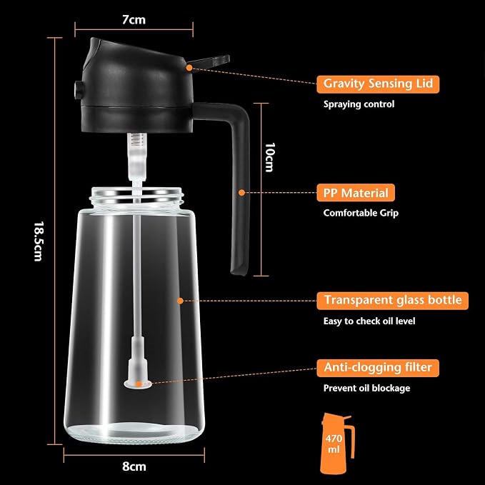 Blendura Oil Sprayer for Air Fryer, Glass, White