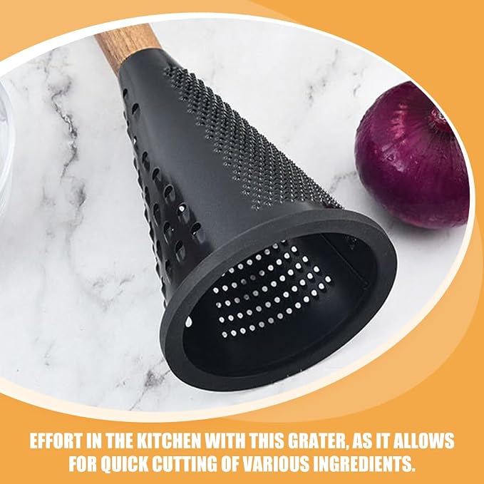 Luxshiny Stainless Steel Cone Grater with Comfortable Handle - 10.03 Inch Food Grater for Cheese Vegetables Garlic Potato and Ginger - Kitchen Slicer and Grating Tool