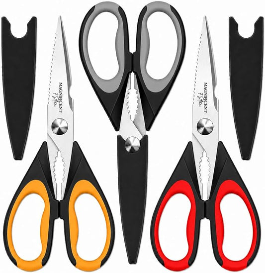 Magnificent Kitchen Scissors Heavy Duty - Multi-Purpose Kitchen Shears for Meat, Poultry, Food - Stainless Steel Cooking Scissors - Dishwasher Safe Culinary Shears