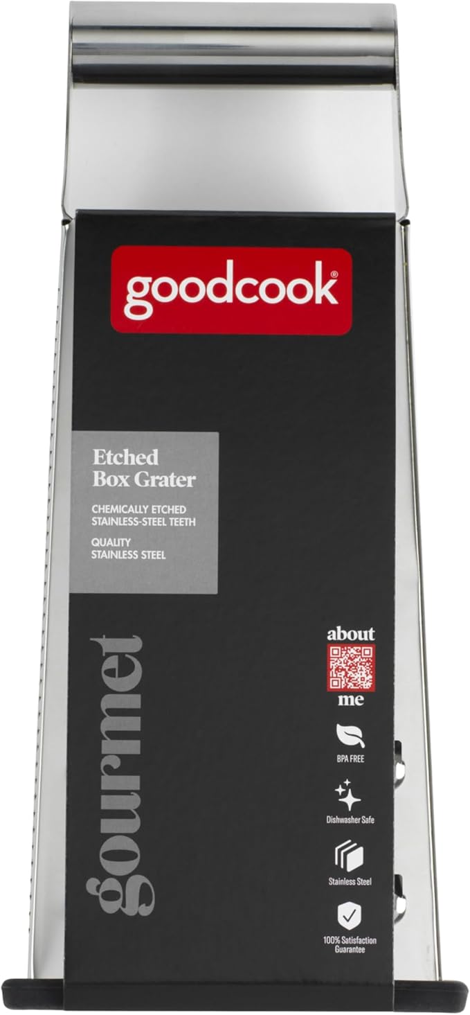 GoodCook Gourmet 4-sided Box Grater, Stainless Steel, Stay Sharp Etched Blades, Non-slip Base