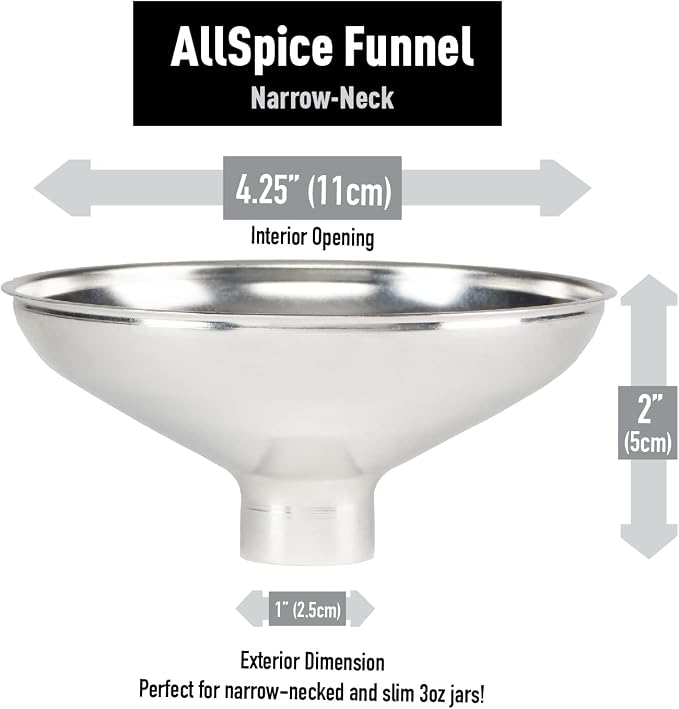 AllSpice Spice Funnel Metal Stainless Steel 18/8 (1" Bottom)