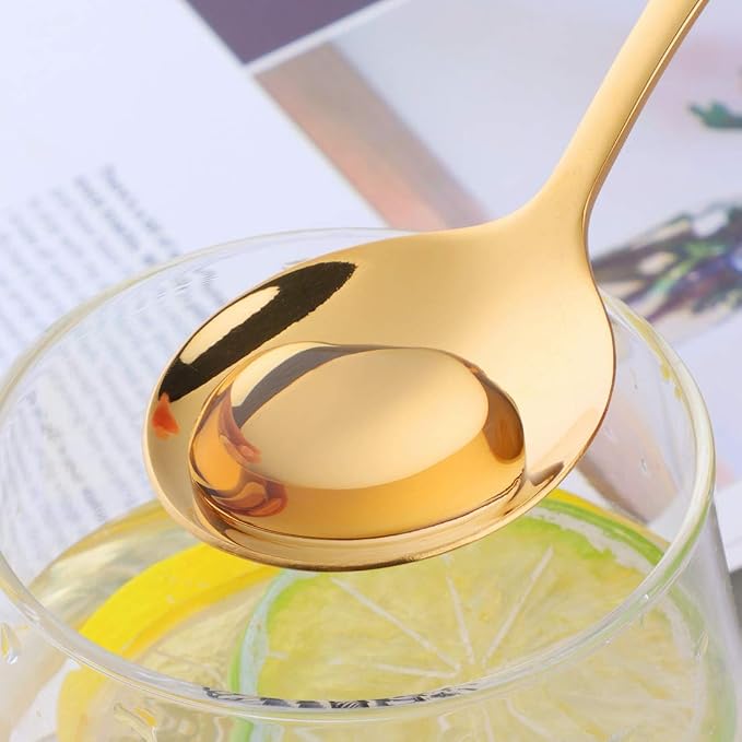 Buyer Star Bouillon Spoon Sets, 7-Inch Round Soup Spoons, Stainless Steel Finished Table Dinner Spoons