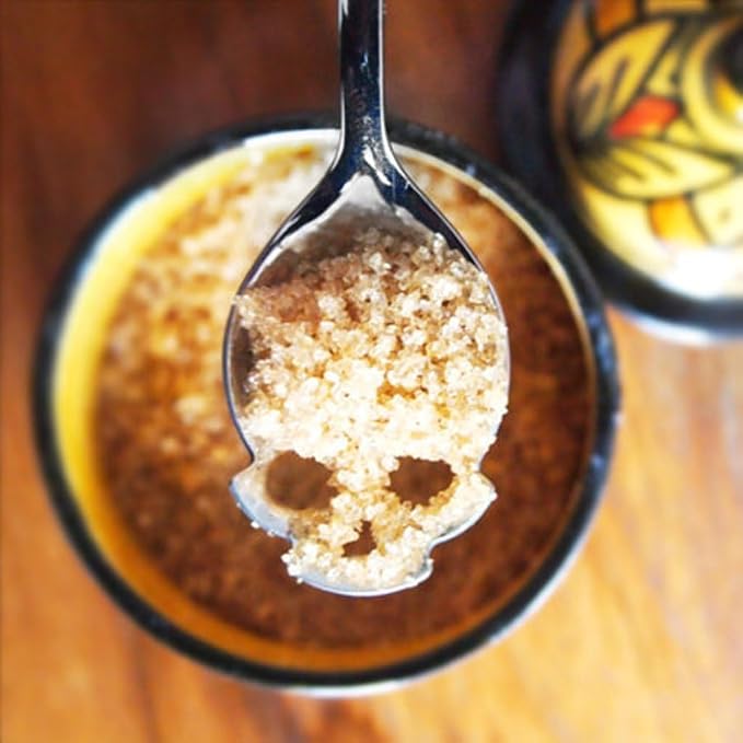 Suck UK Skull Teaspoon - Stainless Steel Sugar Spoon - Plastic-Free Kitchen Utensil & Coffee Accessory - Portion Control Mini Dessert Spoon & Novelty Skull Gift for Gothic Home Decor & Creepy Chefs