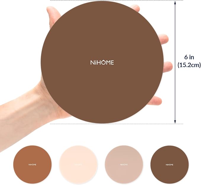 NiHome Silicone Jar Opener Gripper Pads, 6 In for Seniors, Coffee Color,4PC | Textured Back Pattern For Superior Grip, Food-Grade Silicone, Heat-Resistant Multi-Use Kitchen Pad For Jars, Pots, Spoons