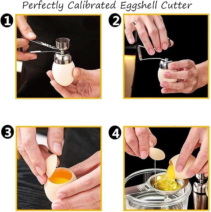 Sagapo 1 Egg Cracker Topper,Double Cups Opener shell Cutter Precise Remover Tool for RawSoft Hard Boiled Egg,Environmentally friendly 304stainless steel Not discolored Resistant high temperature