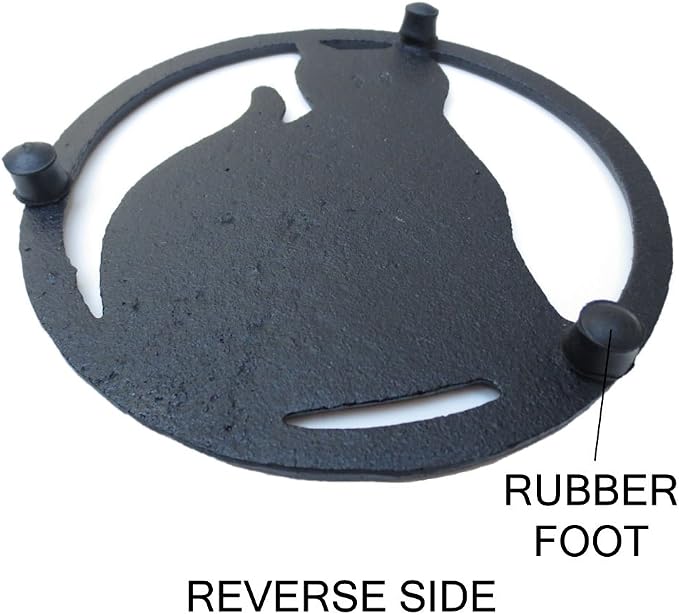 Black Cat Metal Trivet with Feet for Kitchen or Dining Table - Cast Iron - 5.6-Inches Across - More Than One Makes a Set for Countertop - Popular Cat Lover Gifts and Halloween Decorations