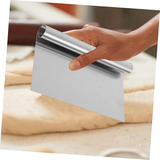 Hemoton Stainless Steel Bench Scraper Dough Pastry Cutter Baking Dough Chopper Cutter Multipurpose Paste Pizza Food Scraper for Kitchen