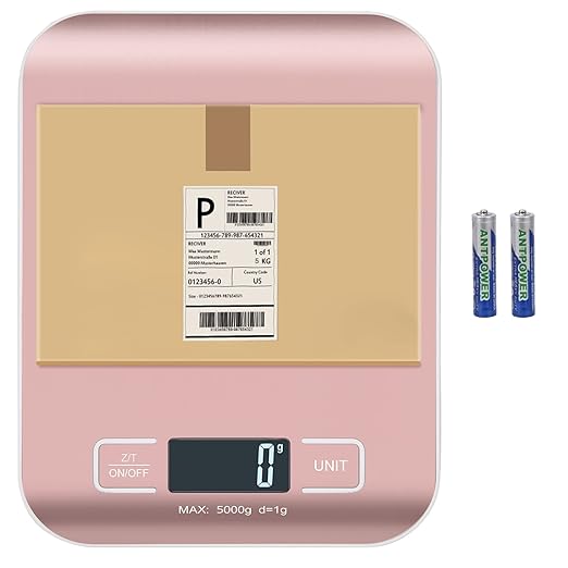 Digital Shipping Scale,Stainless Steel Panel, Accurate Portable Postal Scale for Packages, Small Business,Kitchen, Food, Handmade, Liquids, and Boutique (Rose Gold Battery(5kg/1g))